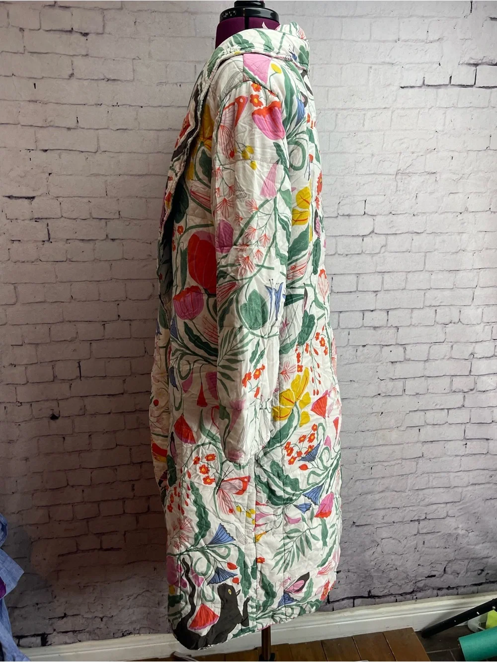 Anthropologie Megan Galante size M/L quilted dressing robe floral print